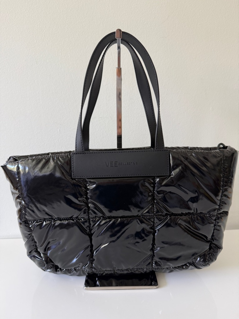 NWOT VEE COLLECTIVE Porter Marche Small Tote Handbag Bag Black Vinyl